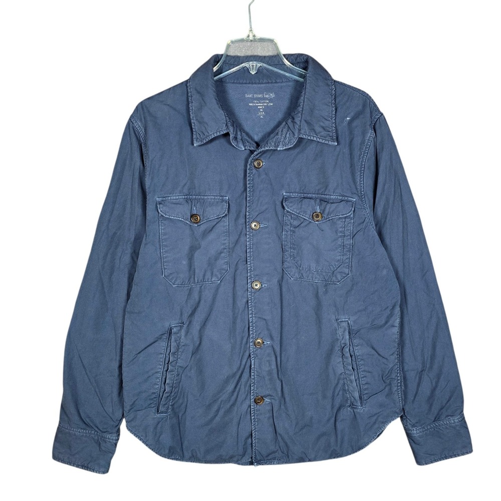 Save Khaki United Shirt Jacket Men's XL Fleece Lined Blue Button Up Shacket